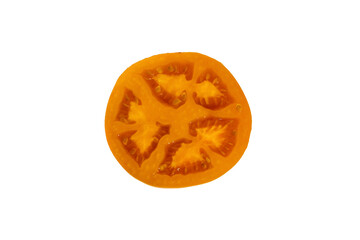 slice of tomato on a transparent background. chopped tomato. cross-section of a tomato