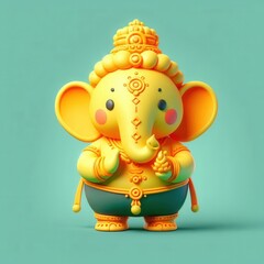 Fototapeta premium Charming 3D illustrations of Lord Ganesha in playful poses, bursting with color and joy, celebrating divine love and blessings.