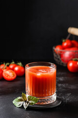 tomato juice with basil and splashes