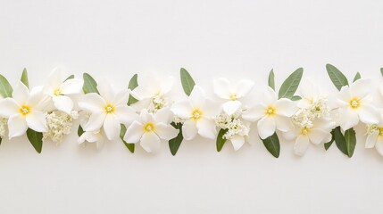 Obraz premium White Flowers Border on White Background