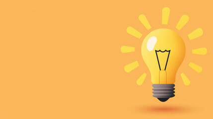 Lightbulb with flowing ideas around it, concept development, flat design illustration, with copy space