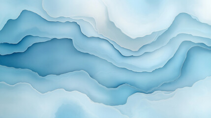 Obraz premium The image is a blue and white abstract painting with a wave-like pattern