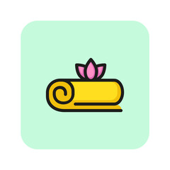 SPA towel line icon. Soft, flower, relaxation. SPA concept. Vector illustration can be used for topics like rest, relax, spa center, resort
