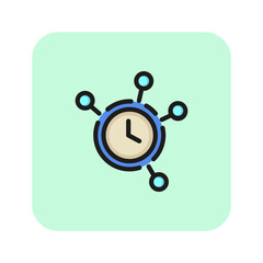 Time management line icon. Clock, stages, period. Management concept. Vector illustration can be used for office work, job, training