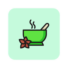 Spa mortar line icon. Cup, flower, meditation. SPA concept. Vector illustration can be used for topics like rest, relax, spa center, resort