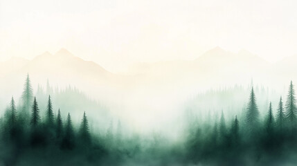 Obraz premium A mountain range with a misty, foggy atmosphere