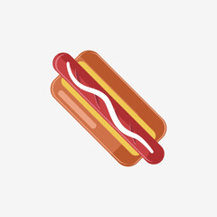 Flat illustration delicious hotdog, fast food