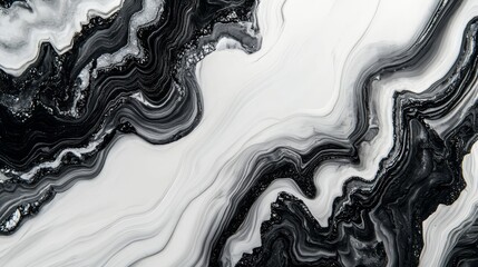 White Marble with Obsidian Horizontal Background.