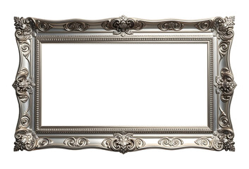 Vintage Silver frame isolated on transparent background