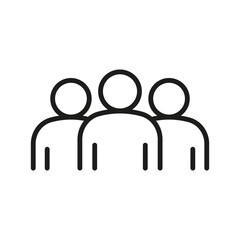 Group of people, line icon. Teamwork, crowd of person. Business communication, leader and employee connection. Vector illustration