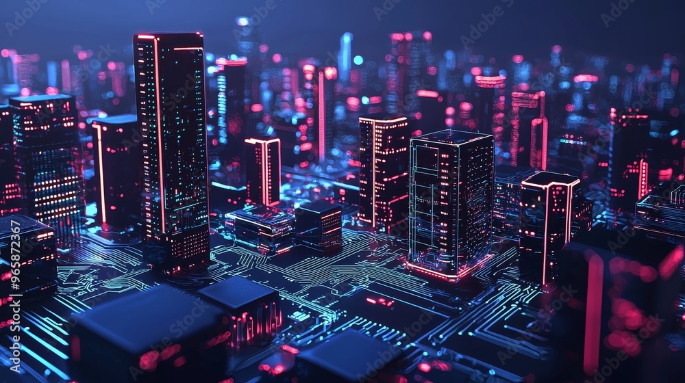 Poster cyber security concept abstract background with digital binary data and electronic circuit boards. 3