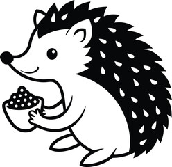 Joyful Hedgehog Feasting on Treats Colorful Vector Art
