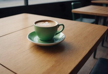 Obraz premium Latte Art in a Cozy Café Atmosphere