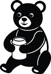 Charming Baby Bear and Honey Jar Vector Illustration
