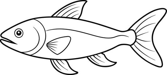Intricate Fish Line Art Design for Coloring Book
