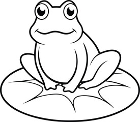 Charming Vector Design of a Frog Enjoying a Lily Pad Adventure






