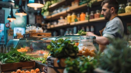 Obraz premium Fresh produce and greens displayed in a local market setting