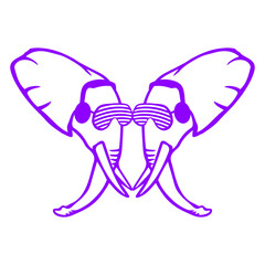 2 Elephant Zoo Animal Two Friends Funny Face Ears Listening Headphone Sunglasses Music Listen Loud Bass Sound DJ Party Night Clubber Raver Disco Club Band Concert Techno Discothek Cool Love Humor Fun