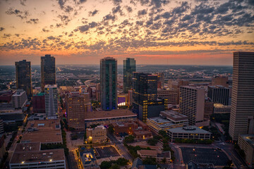 Fototapeta premium Aerial View of Fort Worth, Texas at Sunrise