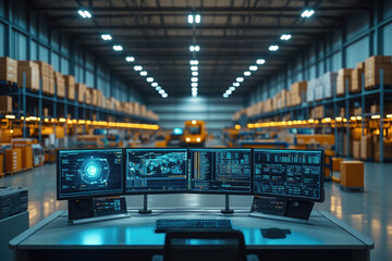 Multiple screens are displaying data and charts in a modern monitoring room. The image evokes concepts like big data, cybersecurity and business intelligence