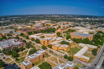 Aerial View of a large Public University in Denton, Texas