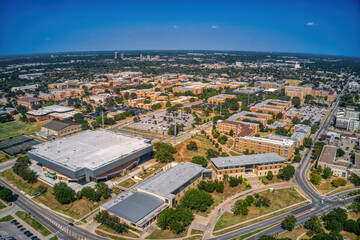 Aerial View of a large Public University in Denton, Texas