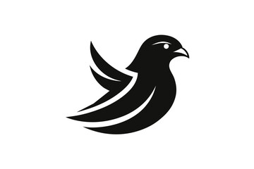 A pigeon head icon, featuring a modern stylish shape with an underline, set on a solid white background vector art illustration