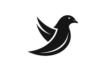 A pigeon head icon, featuring a modern stylish shape with an underline, set on a solid white background vector art illustration