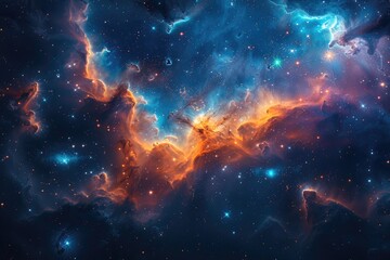 Fototapeta premium Cosmic Nebula Explosion: Captivating Colors and Deep Space Wonders