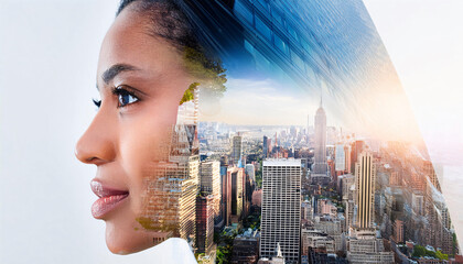 Double Exposure Portrait with Cityscape