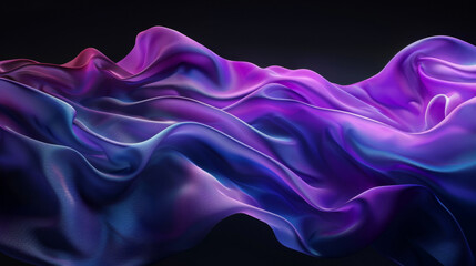 Fototapeta premium This is a closeup image that showcases a beautiful fabric in vibrant shades of purple and blue against a striking black background, enhancing its colors