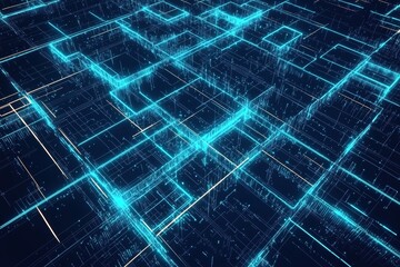 Fototapeta premium The blue cyber electronic glowing digital texture background illustration has a beautiful artistic feel to it