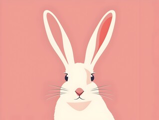 Fototapeta premium Stylized Rabbit Icon with Graceful Elongated Ears and Friendly Facial Expression
