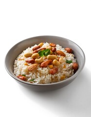 Bowl of White Rice with Mixed Nuts and Herbs