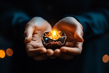 Spiritual energy glowing in the hands of a Reiki practitioner as they channel healing energy to those in need