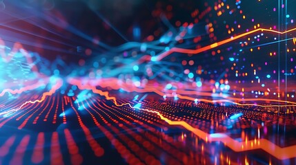 Electrifying abstract design showcasing global stock markets and technology, with lightning streaks symbolizing the fast-moving financial data. The vivid graphics convey dynamic market movements.