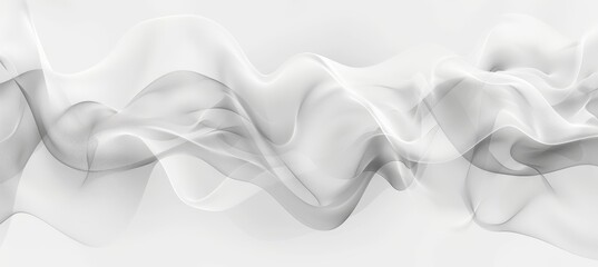 Fototapeta premium Abstract Gray Smoke, Flowing Transparent Linear Waves. Smoke Gray Stream, Abstract Wavy Template.