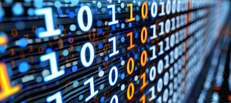 Abstract Stream of Digital Data 1s and 0s Form a Background Symbolizing Binary Code, Technology