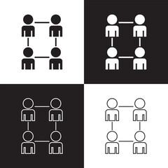 collaboration icon, people group connection icons - teamwork share, connect icon. Isolated on White and black Background. Vector illustration. EPS 10