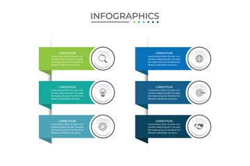 Presentation business infographic template with 6 options. Vector illustration.