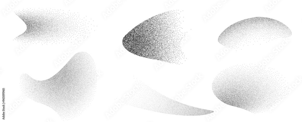 Wall mural dotwork abstract dust noise fluid grain gradient elements. abstract shape effects pointillism gradie