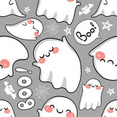 Cute ghost Halloween pattern seamless background illustration