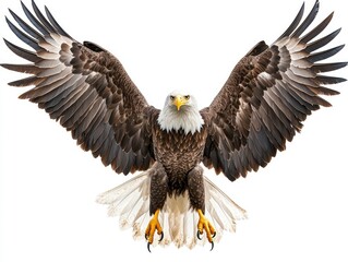 Obraz premium Majestic bald eagle standing proudly on white background