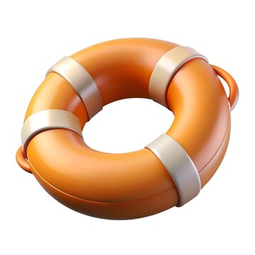 recommend clip art: A bright orange lifebuoy with white stripes. isolated on a white background.