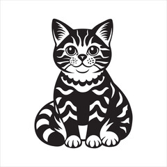 American Shorthair cat sitting silhouette vector illustration
