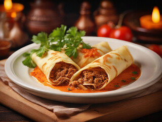Fototapeta premium Hortobágyi Palacsinta - Hungarian Stuffed Crepes