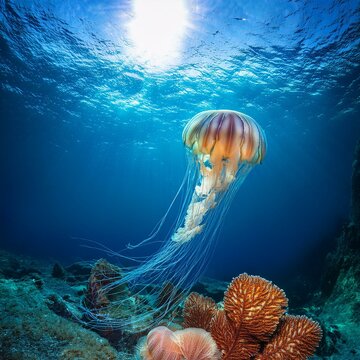 jellyfish scient. class. Medusozoa cridaria animal, AI generated