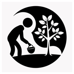 Plants tree icon vector art illustration