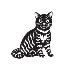 American Shorthair cat sitting silhouette vector illustration