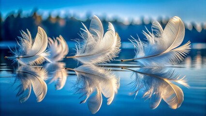 Naklejka premium Feathered reflections in water calm